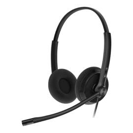 Yealink YHS34 Lite Dual Wired Headset With Qd To Rj Port, Wideband Noise-Canceling Headset, Binaural Ear, RJ9, Qd Cord, Foamy Ear Cushion YHS34-L-D