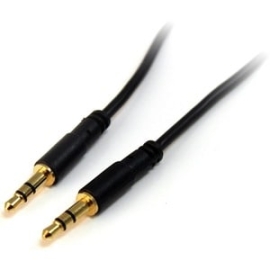 StarTech.com 3 Ft Slim 3.5mm Stereo Audio Cable - M/M - Cable For Audio Device, IPod, IPhone - First End: 1 X Mini-phone Stereo Audio - Male - Second End: 1 X Mini-phone Stereo Audio - Male - Gold Plated Connector - 28 Awg - Black MU3MMS