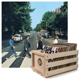 Crosley Record Storage Crate & The Beatles Abbey Road - Vinyl Album Bundle UM-7791512-B