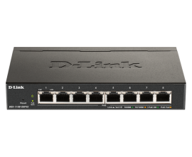 D-Link 8-Port Gigabit Smart Managed Switch with 8 PoE+ ports. PoE budget 64W. DGS-1100-08PV2