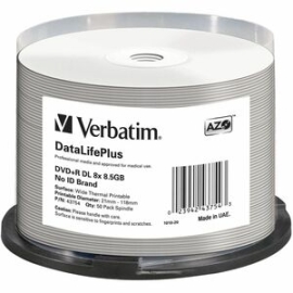 Verbatim DataLifePlus 43754 Dvd Recordable Media - Dvd+R Dl - 8x - 8.50 Gb - 50 - 120mm - Printable - Thermal Print Technology 43754