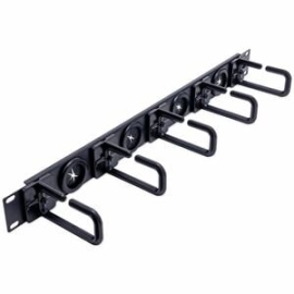 1U 19" Cable Management Organizer - D Ring Hook Network/Server Rack Cord Manager - Data Center Horizontal Wire Panel With Passthrough Holes W/Mounting Hw - Eia/Eca-310-E (Cablmanagerh) CABLMANAGERH