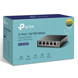 (CH)TP-Link Tl-Sf1005P 5-Port 10/100Mbps Desktop Switch With 4-Port PoE 67W Ieee 802.3af Compliant 1Gbps Switching TL-SF1005P