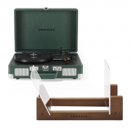 Crosley Cruiser Bluetooth Portable Turntable - Emerald Green + Bundled Crosley Record Storage Display Stand CR8005FSS-EM4