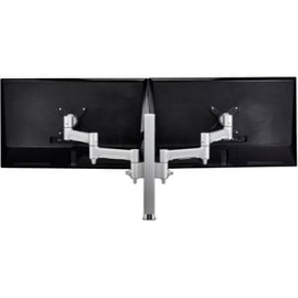 Awms-2-4640 Dual Swing Arm On Post - Monitors To 12kg (26.5lb) Flat Or 10kg (22lb) Curved - F-clamp Desk Fixing - Silver AWMS-2-4640-F-S