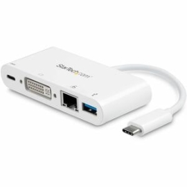 StarTech.com USB Type C Docking Station For Notebook - 60 W - White - 1 Displays Supported - 1920 X 1200 - 2 X USB Ports - 2 X USB 3.0 - USB Type-A - USB Type-C - Network (Rj-45) - Dvi - Thunderbolt - Wired - Gigabit Ethernet - MacOS 14, Windows 7, Windo