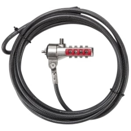Targus Defcon Pa410S-25 Cable Lock For Notebook - Taa Compliant - 1.98 M (4.06 Mm Dia) Cable - 4-digit - Patented T-bar/Combination Lock - Black - Galvanized Steel - For Notebook PA410S-25