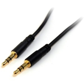 StarTech.com 6 Ft Slim 3.5mm Stereo Audio Cable - M/M - Cable For Audio Device, IPhone - First End: 1 X Mini-phone Stereo Audio - Male - Second End: 1 X Mini-phone Stereo Audio - Male - Gold Plated Connector - 28 Awg - Black MU6MMS
