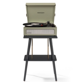 Crosley Voyager Bluetooth Portable Turntable + Crosley Turntable Stand Bundle - Sage CRIW8017BST-SA4