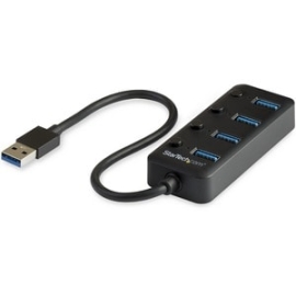 StarTech.com 4 Port USB 3.0 Hub - USB Type-A To 4x USB-A With Individual On/Off Port Switches - SuperSpeed 5Gbps USB 3.2 Gen 1 - Bus Power - Uasp Support - 4 Total USB Port(s) - 4 USB 3.0 Port(s) - Linux, Pc HB30A4AIB