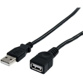 StarTech.com 10 Ft Black USB 2.0 Extension Cable A To A - M/F - Cable For Peripheral Device, Printer - First End: 1 X 4-pin USB 2.0 Type A - Male - Second End: 1 X 4-pin USB 2.0 Type A - Female - 480 Mbit/s - Extension Cable - Shielding - Nickel Plated C
