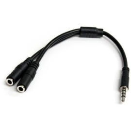 StarTech.com Headset Adapter For Headsets With Separate Headphone / Microphone Plugs - 3.5mm 4 Position To 3 Position And 2 Position 3.5mm M/F - Turns A 3.5mm Audio Output Port Into Two Distinct Ports - One 3.5mm Headphone Jack And One 3.5mm Microphone P