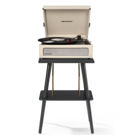 Crosley Voyager Bluetooth Portable Turntable + Crosley Turntable Stand Bundle - Dune CRIW8017BST-DU4