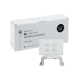 4C | Classic 4 Gang Switch 250V 16AX - Horizontal - 10 Pack With 10 Free C-Clips 040.000.0292.10PACK