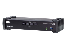 Aten Desktop Kvmp Switch 4 Port Single Display 4k Hdmi W/ Audio Mixer Mode, Cables Included, Selection Via Front Panel CS1824-AT-U