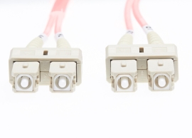 10m Sc-Sc OM4 Multimode Fibre Optic Cable: Salmon Pink - 2mm FL.OM4SCSC10MP