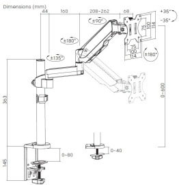 4Cabling Single Monitor Arm Gas Spring Monitor Bracket 012.001.1433