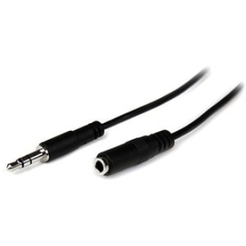 StarTech.com 1m Slim 3.5mm Stereo Extension Audio Cable - M/F - Cable For Audio Device, Headphone, IPhone - First End: 1 X Mini-phone Stereo Audio - Male - Second End: 1 X Mini-phone Stereo Audio - Female - Extension Cable - Shielding - Nickel Plated Con