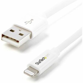 StarTech.com 1m (3ft) White AppleÂ® 8-pin Lightning Connector To USB Cable For IPhone / IPod / IPad - Cable For IPad, IPhone, Mac - First End: 1 X 4-pin USB Type A - Male - Second End: 1 X 8-pin Lightning - Male - 480 Mbit/s - Mfi - Shielding - Nickel