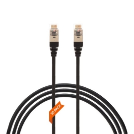 0.75m CAT6A RJ45 S/Ftp Thin Lszh 30 Awg Network Cable | 50 Pack Black 004.300.2016.50PACK