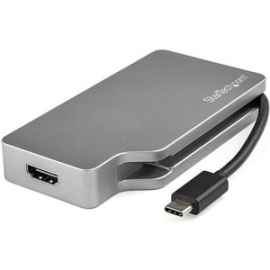 StarTech.com USB C Multiport Video Adapter 4K 60Hz/1080p - USB Type C To HDMI, VGA, Dvi Or Mini DisplayPort Monitor Adapter - Space Gray - 1 X 24-pin Type C USB - 1 X 29-pin Dvi-I Video Female, 1 X 19-pin HDMI Digital Audio/Video Female, 1 X 20-pin Mini