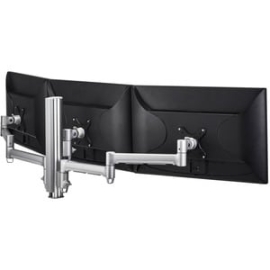 Awms-3-13714 Triple Monitors On Single Row - 3 X Landscape To 27" - Large Monitor With Portrait Sides - F-clamp Desk Fixing - Silver AWMS-3-13714-F-S