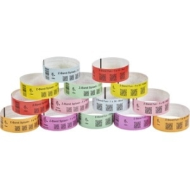 Wristband, Polypropylene, 1x10in (25.4x254mm); Direct Thermal, Z-Band Fun, Adhesive Closure, Cartridge, 350/cart, 6/box, Blue 10012713-3K