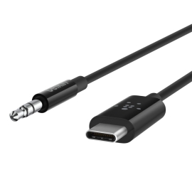 Belkin RockStar Usb-c To 3.5mm Audio Cable (0.9M) - Black (F7U079bt03-BLK), Superior Audio, Apple IPhone, USB-If Certified, 2 Years Warranty F7U079bt03-BLK