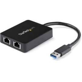 StarTech.com Gigabit Ethernet Adapter For Pc - 10/100/1000Base-T - Desktop - USB - 2 Port(s) - 2 - Twisted Pair USB32000SPT