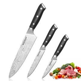Warmot 3-Piece High Carbon Stainless Steel Cooking Knife Triple Riveted Handle With Gift Box(997-3) ELEWMT997-3