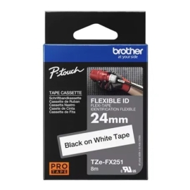 Brother 24mm Black On White FlexibleTZE Tape TZE-FX251