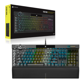Corsair K100 Rgb Optical-Mechanical Gaming Keyboard, Backlit Rgb Led, Corsair Opx Rapidfire, Black, Black Pbt Keycaps CH-912A01A-NA