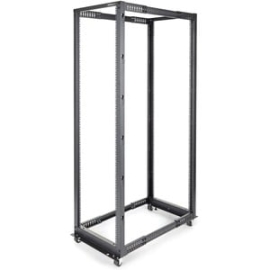 StarTech.com 4-Post 42U Mobile Open Frame Server Rack, 19" Network Rack With Casters, Rolling Rack For Computer/AV/Data/IT Equipment - Store Your Servers, Network And Telecommunications Equipment In This Adjustable 42U Rack - Compatible With HP Kvm Ip Co