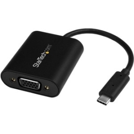 StarTech.com USB-C To VGA Adapter - 1920x1200 - USB C Adapter - USB Type C To VGA Monitor / Projector Adapter - 1 X 24-pin Type C USB Male - 1 X 15-pin Hd-15 VGA Female - 1920 X 1200 Supported - Black CDP2VGASA
