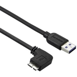 StarTech.com 0.5m 20in Slim Micro USB 3.0 (5Gbps) Cable - M/M - USB 3.0 A To Left-Angle Micro USB - USB 3.2 Gen 1 - Position Your USB 3.0 Micro Devices With Less Clutter And According To Your Configuration Needs, With A Thin, More Flexible Cable - 0.5m U