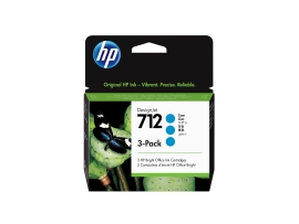 HP 712 3-Pack 29ML Cyan Designjet Ink Cartridge - T230/T250/T650/Studio IM712PK3CY