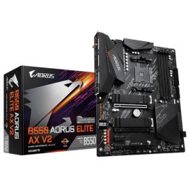 Gigabyte AMD B550 AORUS Motherboard with 12+2 Phases Digital Twin Power Design, Enlarged Surface Heatsinks, Dual PCIe 4.0/3.0 x4 M.2 with Dual Thermal Guards, Intel WiFi 6 802.11ax, 2.5GbE LAN (B550 AORUS ELITE AX V2)