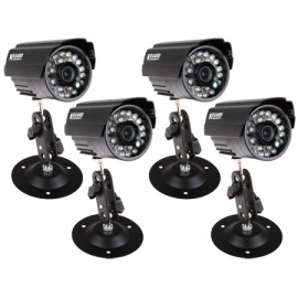 Kguard 4 Pcs Ir Weather Proof Colour Camera For Dvr Kit, With Power/ Wire S/cam/h02