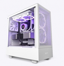 NZXT H5 FLOW Compact Mid-Tower Airflow Case - White - Max 6 Fans Support - ATX, mATX, ITX - SGCC Steel, Tempered Glass - RGB Controller (3 lightings) CC-H51FW-01