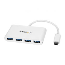 Startech 4 Port Usb C Hub - Usb-c To 4x Usb-a - Usb 3.0 Hub - Bus Powered - White Hb30c4abw