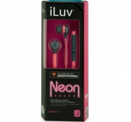 Iluv Neon Sound High-performance Earphone With In-line Remote For Smartphones Pink Iep336bpkn