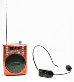 Portable Bluetooth Voice Amplifier Includes Wireless Fm Headset & Wired Headset (Red) Eledigf37Bwr