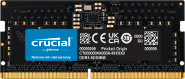 CRUCIAL 8GB DDR5 NOTEBOOK MEMORY, PC5-38400, 4800MHz, CL40, 1.1v, LIFE WTY CT8G48C40S5
