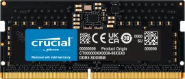 CRUCIAL 8GB DDR5 NOTEBOOK MEMORY, PC5-38400, 4800MHz, UNRANKED, LIFE WTY CT8G48C40S5