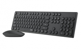 RAPOO Wireless Optical Mouse & Keyboard Black - 2.4G Connection, 10M Range, Spill-Resistant, Retro Style Round Key Cap, 1000DPI - Black X260S-BLACK