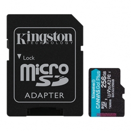 Kingston 256GB MSDXC CANVAS GO PLUS 170R A2 U3 V30 CARD + ADAPTER SDCG3/256GB