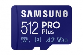 Samsung 512GB PRO Plus Micro SD/w Adapter, UHS-1 SDR104, Class 10, Grade 3 (U3), Read/Write Up to 160MB/s/120MB/s, 10 Years Limited Warranty MB-MD512KA/APC