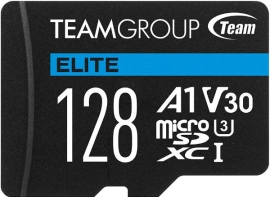 TEAM ELITE uSDXC 128GB UHS-I U3 V30 A1 R/W up to 100/50MB/s Micro SD Card TEAUSDX128GIV30A103