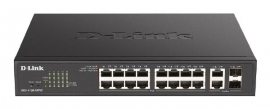 D-Link 18-Port Smart Managed Switch with 16 PoE+ and 2 Combo RJ45/SFP ports. PoE budget 130W (DGS-1100-18PV2)