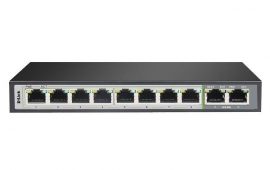D-link 10-Port Gigabit PoE Switch with 8 Long Reach PoE Ports and 2 Uplink Ports DGS-F1010P-E